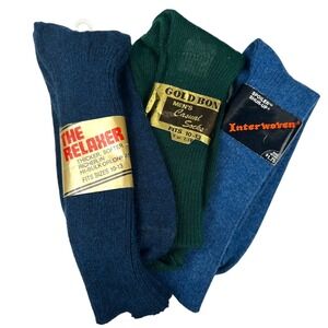 Vintage Mens Socks Bundle Interwoven Gold Bond The Relaxer Deadstock Blue Green